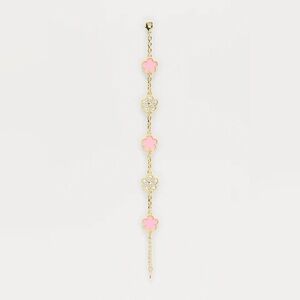 #86 Metal Gold Rhinestone Clover Bracelet